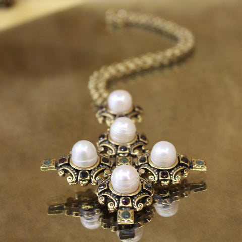 Italian Venetian Cross Necklace